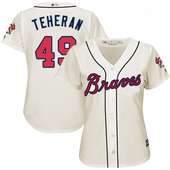 Womens Majestic Atlanta Braves 49 Julio Teheran Replica Cream Al