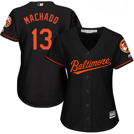 Womens Majestic Baltimore Orioles 13 Manny Machado Authentic Bla