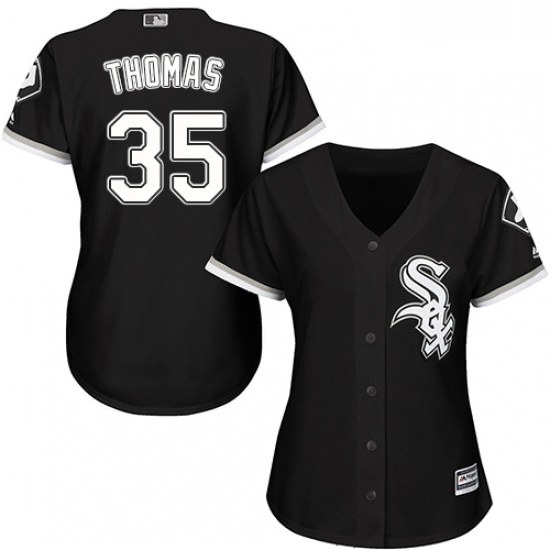 Womens Majestic Chicago White Sox 35 Frank Thomas Authentic Black Alternate Home Cool Base MLB Jerse