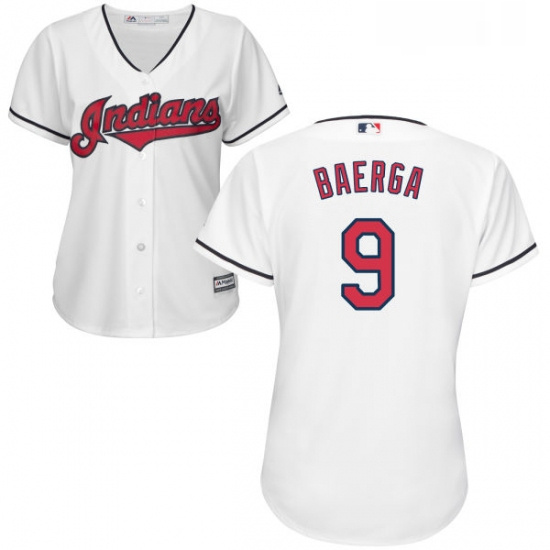 Womens Majestic Cleveland Indians 9 Carlos Baerga Authentic White Home Cool Base MLB Jersey