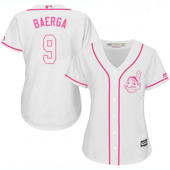 Womens Majestic Cleveland Indians 9 Carlos Baerga Authentic White Fashion Cool Base MLB Jersey