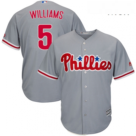 Mens Majestic Philadelphia Phillies 5 Nick Williams Replica Grey Road Cool Base MLB Jersey