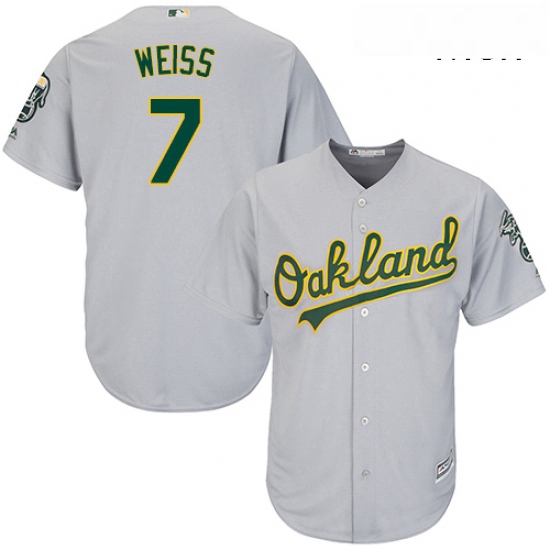 Mens Majestic Oakland Athletics 7 Walt Weiss Replica Grey Road C