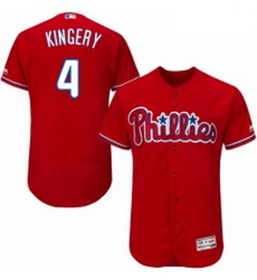 Mens Majestic Philadelphia Phillies 4 Scott Kingery Red Alternate Flex Base Authentic Collection MLB