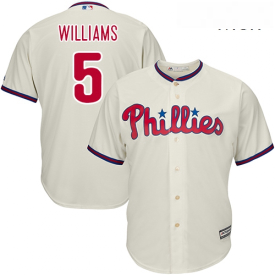 Mens Majestic Philadelphia Phillies 5 Nick Williams Replica Cream Alternate Cool Base MLB Jersey