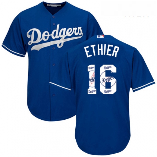 Mens Majestic Los Angeles Dodgers 16 Andre Ethier Authentic Royal Blue Team Logo Fashion Cool Base M