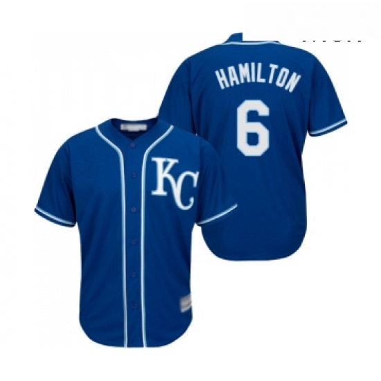 Mens Kansas City Royals 6 Billy Hamilton Replica Blue Alternate 