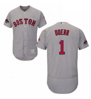 Mens Majestic Boston Red Sox 1 Bobby Doerr Grey Road Flex Base A