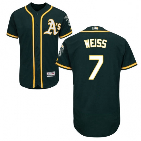 Mens Majestic Oakland Athletics 7 Walt Weiss Green Alternate Flex Base Authentic Collection MLB Jers