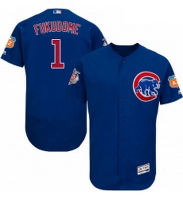 Mens Majestic Chicago Cubs 1 Kosuke Fukudome Royal Blue Alternate Flex Base Authentic Collection MLB