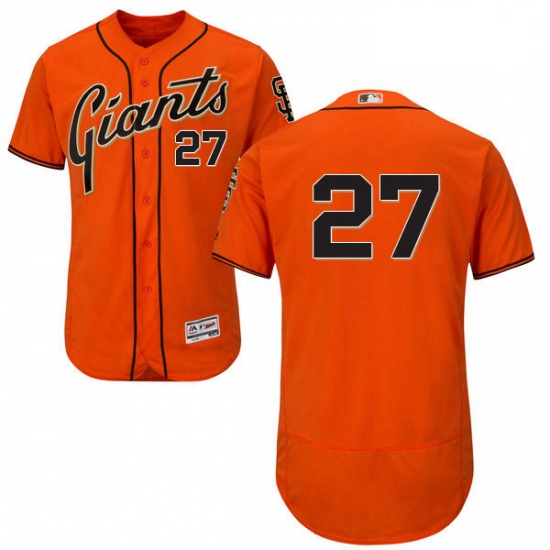 Mens Majestic San Francisco Giants 27 Juan Marichal Orange Alternate Flex Base Authentic Collection 