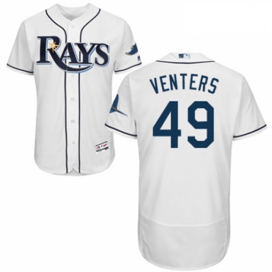 Mens Majestic Tampa Bay Rays 49 Jonny Venters Home White Home Flex Base Authentic Collection MLB Jer