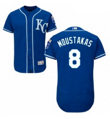 Mens Majestic Kansas City Royals 8 Mike Moustakas Royal Blue Alternate Flex Base Authentic Collectio