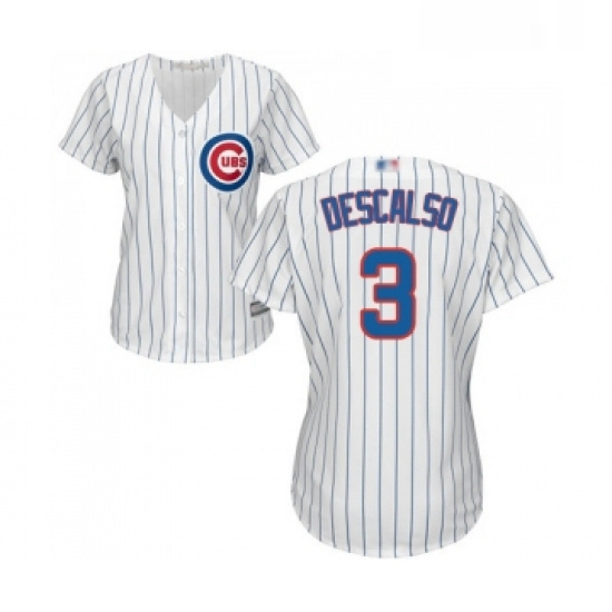 Womens Chicago Cubs 3 Daniel Descalso Authentic White Home Cool Base Baseball Jersey