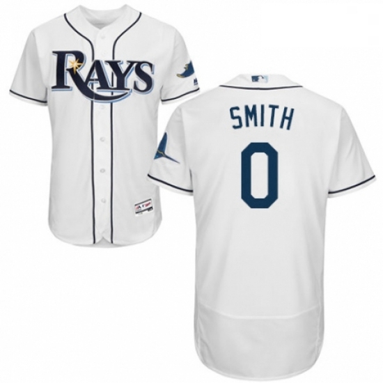 Mens Majestic Tampa Bay Rays 0 Mallex Smith Home White Home Flex Base Authentic Collection MLB Jerse