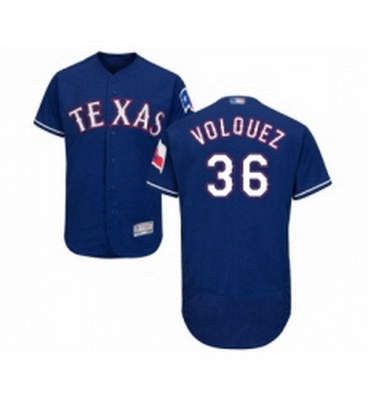 Mens Texas Rangers 36 Edinson Volquez Royal Blue Alternate Flex 