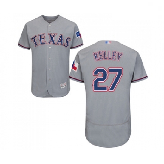 Mens Texas Rangers 27 Shawn Kelley Grey Road Flex Base Authentic