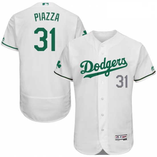 Mens Majestic Los Angeles Dodgers 31 Mike Piazza White Celtic Fl