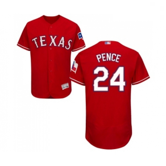 Mens Texas Rangers 24 Hunter Pence Red Alternate Flex Base Authentic Collection Baseball Jersey