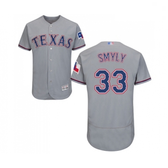 Mens Texas Rangers 33 Drew Smyly Grey Road Flex Base Authentic C