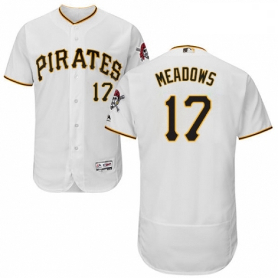 Mens Majestic Pittsburgh Pirates 17 Austin Meadows White Home Flex Base Authentic Collection MLB Jer