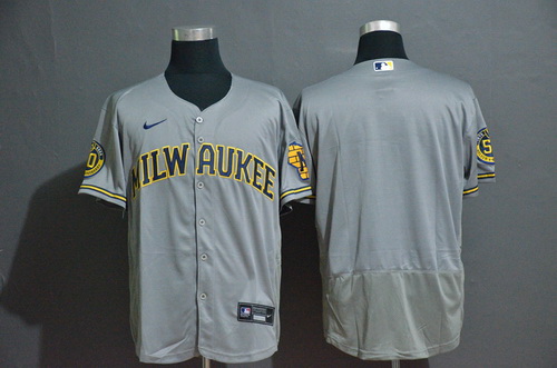 Brewers Blank Gray Nike 2020 Flexbase Jersey