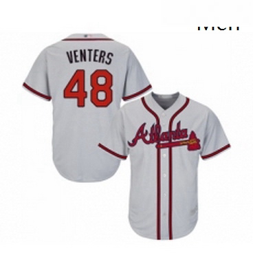 Mens Atlanta Braves 48 Jonny Venters Replica Grey Road Cool Base Baseball Jersey