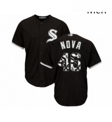 Mens Chicago White Sox 46 Ivan Nova Authentic Black Team Logo Fa