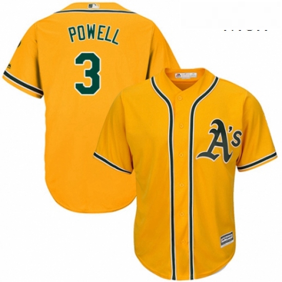Mens Majestic Oakland Athletics 3 Boog Powell Replica Gold Alternate 2 Cool Base MLB Jersey