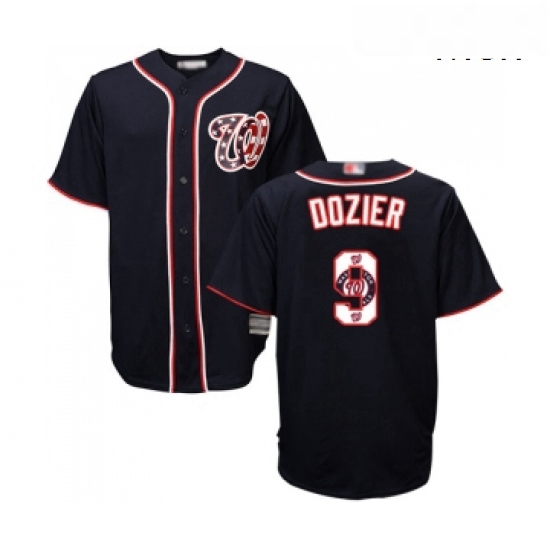 Mens Washington Nationals 9 Brian Dozier Authentic Navy Blue Team Logo Fashion Cool Base Baseball Je