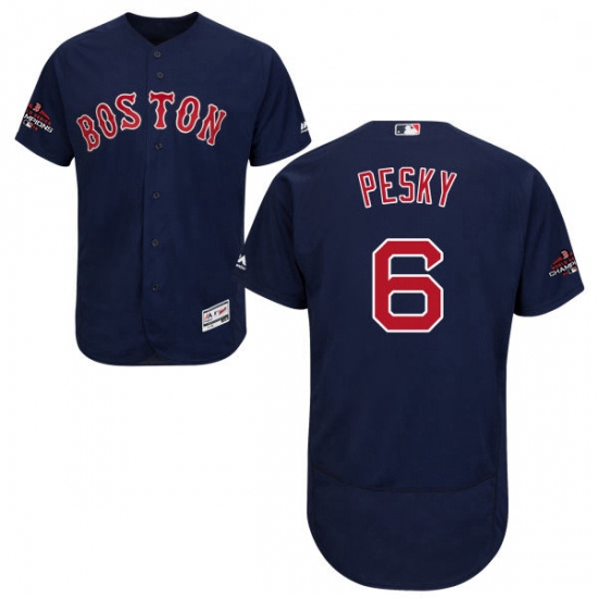 Mens Majestic Boston Red Sox 6 Johnny Pesky Navy Blue Alternate Flex Base Authentic Collection 2018 
