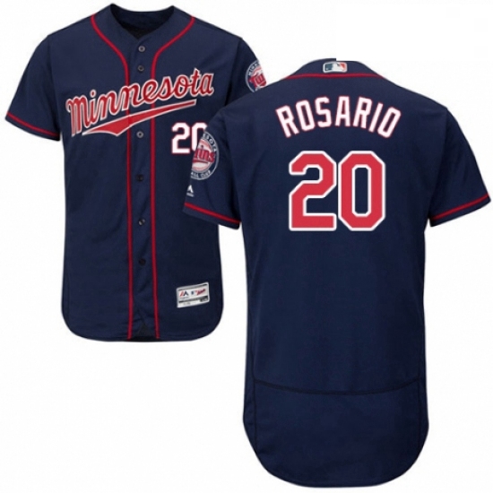 Mens Majestic Minnesota Twins 20 Eddie Rosario Authentic Navy Blue Alternate Flex Base Authentic Col