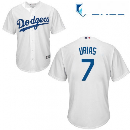 Mens Majestic Los Angeles Dodgers 7 Julio Urias Replica White Home Cool Base MLB Jersey