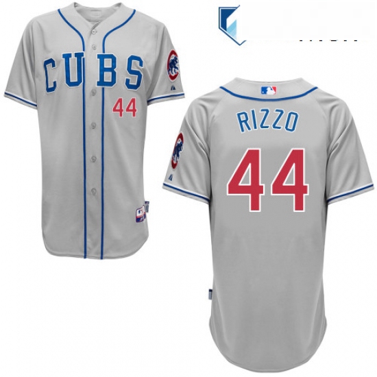 Mens Majestic Chicago Cubs 44 Anthony Rizzo Authentic Grey Alter