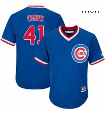 Mens Majestic Chicago Cubs 41 Steve Cishek Replica Royal Blue Cooperstown Cool Base MLB Jersey