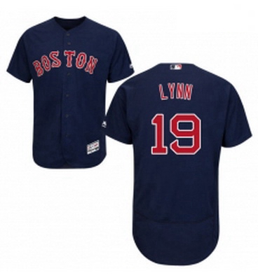 Mens Majestic Boston Red Sox 19 Fred Lynn Navy Blue Alternate Flex Base Authentic Collection MLB Jer