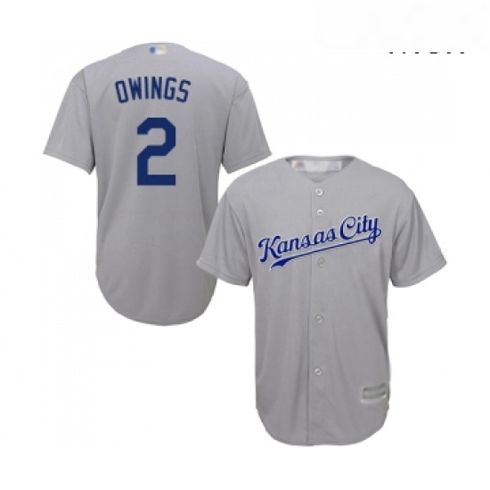 Mens Kansas City Royals 2 Chris Owings Replica Grey Road Cool Base Baseball Jersey