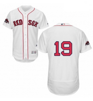 Mens Majestic Boston Red Sox 19 Fred Lynn White Home Flex Base Authentic Collection 2018 World Serie