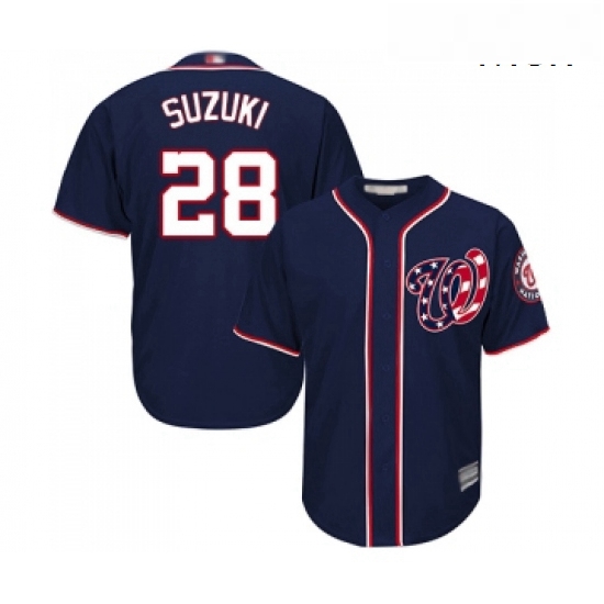 Mens Washington Nationals 28 Kurt Suzuki Replica Navy Blue Alter