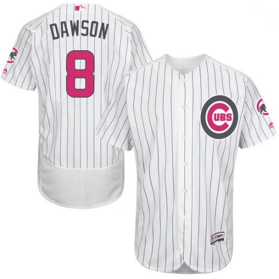 Mens Majestic Chicago Cubs 8 Andre Dawson Authentic White 2016 Mothers Day Fashion Flex Base MLB Jer