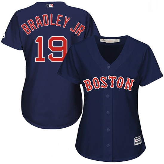 Womens Majestic Boston Red Sox 19 Jackie Bradley Jr Authentic Navy Blue Alternate Road MLB Jersey