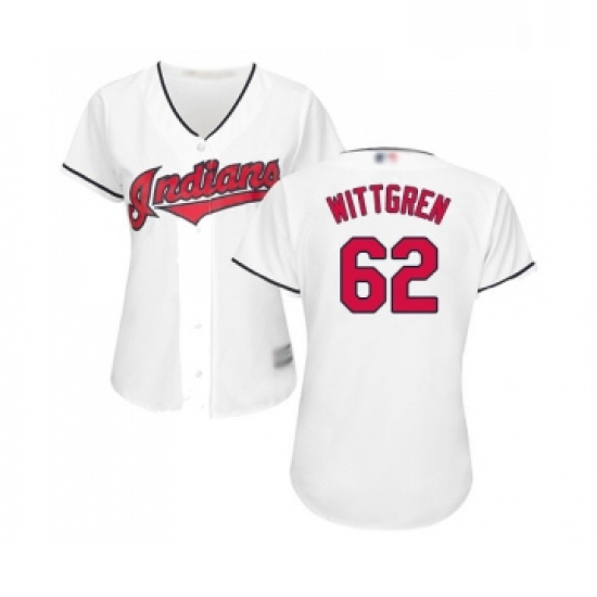 Womens Cleveland Indians 62 Nick Wittgren Replica White Home Coo