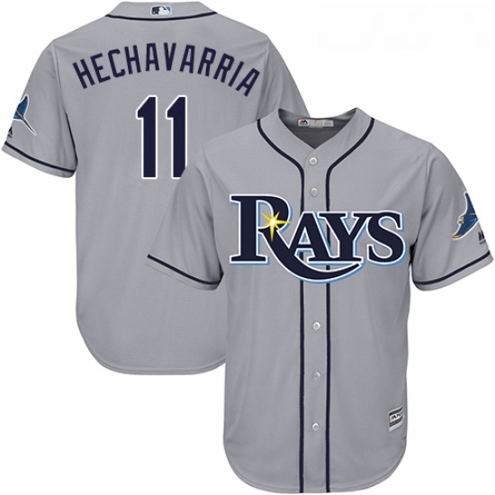 Youth Majestic Tampa Bay Rays 11 Adeiny Hechavarria Authentic Grey Road Cool Base MLB Jersey