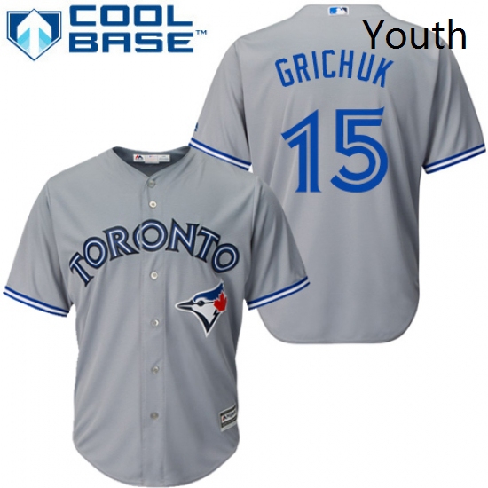 Youth Majestic Toronto Blue Jays 15 Randal Grichuk Replica Grey Road MLB Jersey