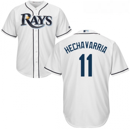 Youth Majestic Tampa Bay Rays 11 Adeiny Hechavarria Authentic White Home Cool Base MLB Jersey