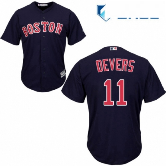 Youth Majestic Boston Red Sox 11 Rafael Devers Replica Navy Blue Alternate Road Cool Base MLB Jersey