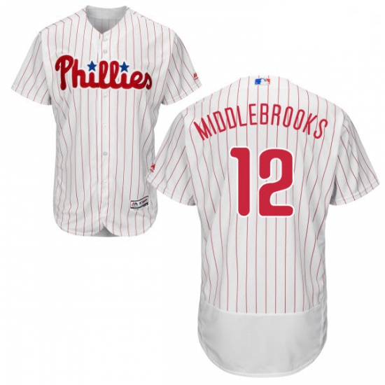 Mens Majestic Philadelphia Phillies 12 Will Middlebrooks White Home Flex Base Authentic Collection M