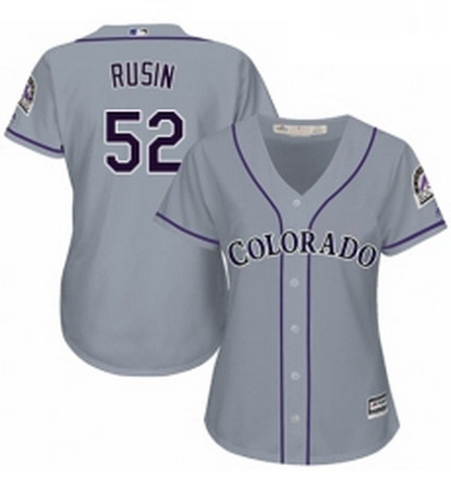 Womens Majestic Colorado Rockies 52 Chris Rusin Replica Grey Road Cool Base MLB Jersey