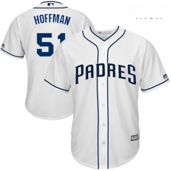 Mens Majestic San Diego Padres 51 Trevor Hoffman Replica White Home Cool Base MLB Jersey