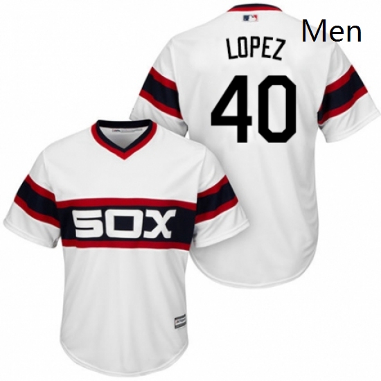 Mens Majestic Chicago White Sox 40 Reynaldo Lopez Replica White 2013 Alternate Home Cool Base MLB Je